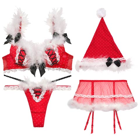 【明日花キララプロデュース/WhipBunny】Feather Dot Ribbon Santa Costume / フェザードットリボンサンタコスチューム