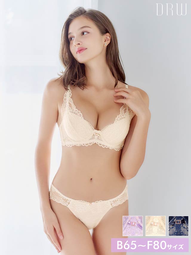【かとゆり着用】Ballerina Lace Bra＆shorts バレリーナレースブラ&バック透けフルバックショーツ/ LAVENDER