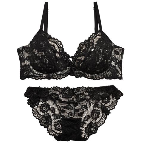 シャルマンシアーローズ育乳脇高ブラジャー&バック透けフルバックショーツ