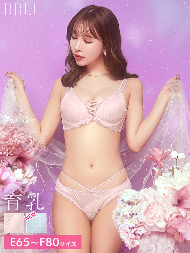 【三上悠亜着用】【EFサイズ】ブリリアントレーシィライン育乳脇高ブラジャー&フルバックショーツ