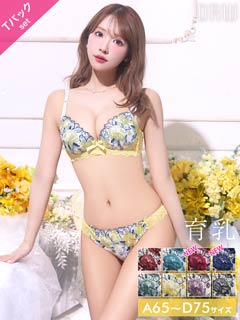 【三上悠亜着用】ゴージャスフラワーパール育乳脇高ブラジャー&バック透けTバックショーツ