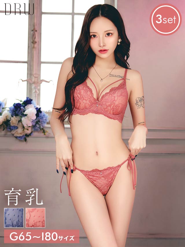 【3点セット】【GHIサイズ】ヴィーナスレースコード育乳脇高ブラジャー&サイド紐フルバック&Tバックショーツ