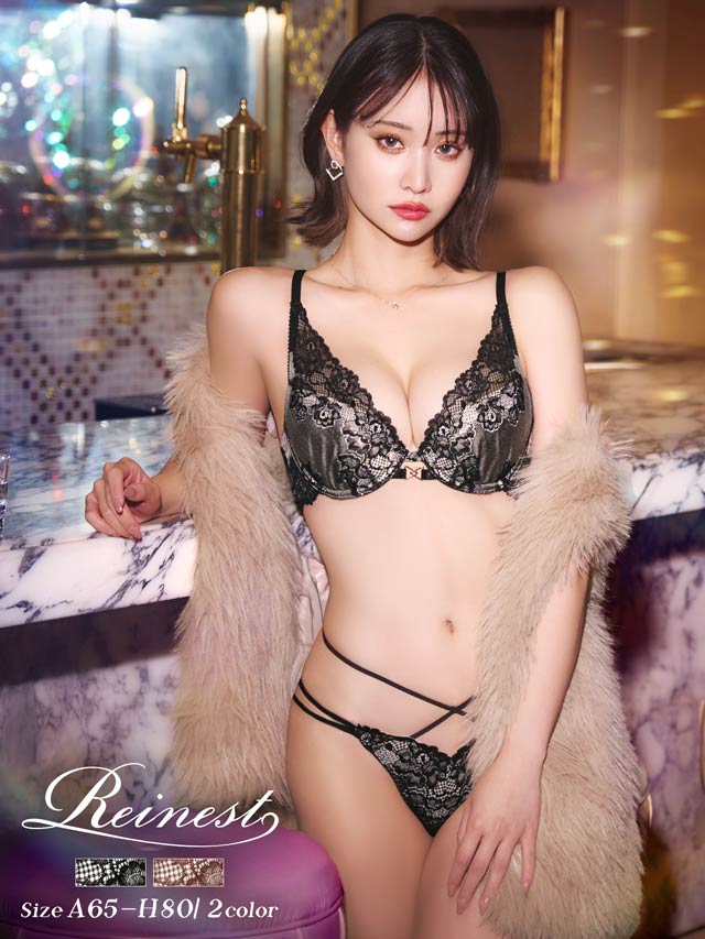 【Reinest】ダズリンシアーブルーミングブラジャー&バック透けフルバックショーツ