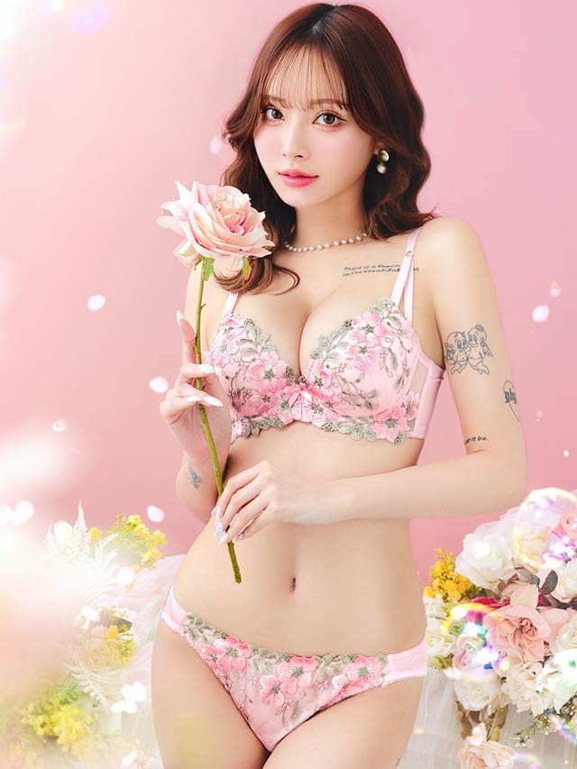 フェアリーテイルフラワー育乳脇高ブラジャー&フルバックショーツ